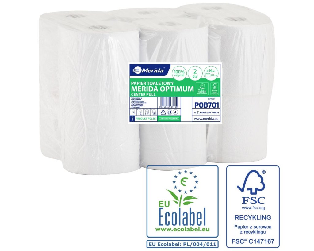 Merida POB701 - Toaletní papír OPTIMUM - FLEXI, bílý, 14 cm, 80 m, 2-vrstvý