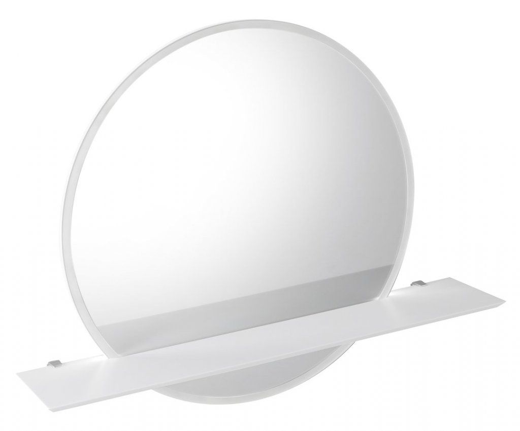 Sapho VISO kulaté zrcadlo s LED osvětlením a policí ø 80cm, bílá mat (VS080-01)