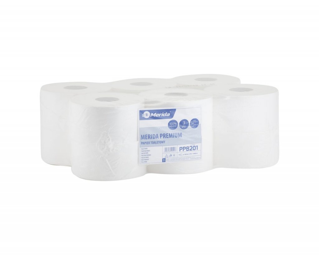 Merida PPB201 - Toaletní papír TOP, 20 cm, 120 m, 3-vrstvý, 100% celuloza, (12rolí/balení)