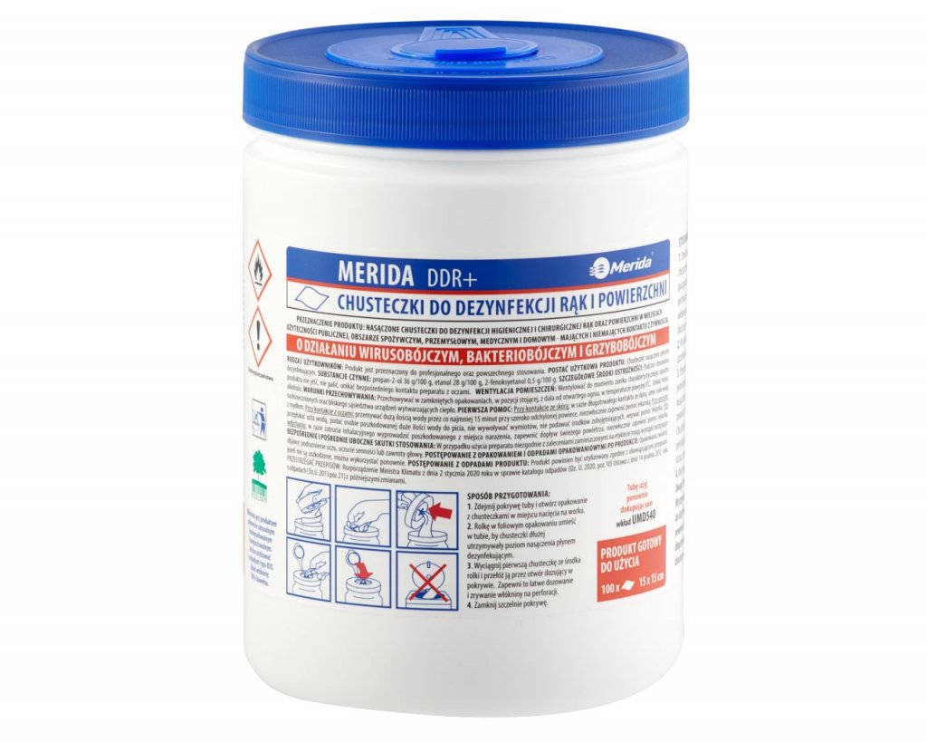 Merida UMD741 - Vlhčené dezinfekční ubrousky DDR+ /chirurgické a hygienické/na ruce a povrchy tuba