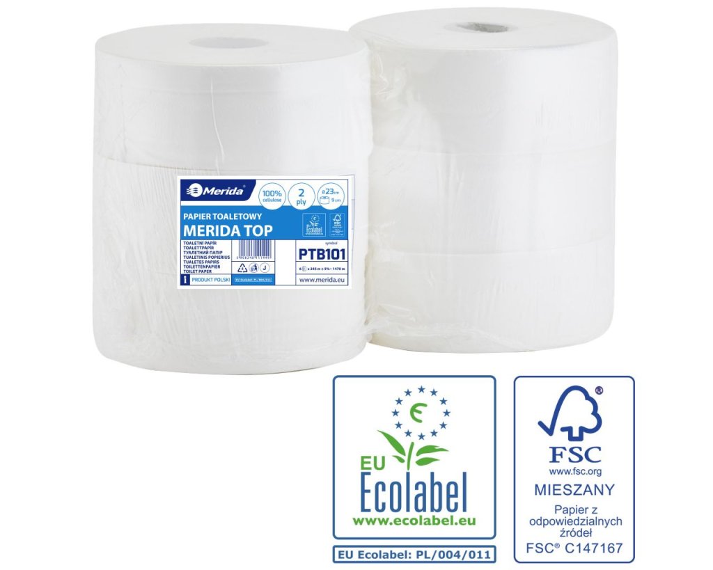 Merida PTB101 - Toaletní papír TOP, 23 cm, 245 m, 2-vrstvý, 100% celulóza, (6rolí/balení)