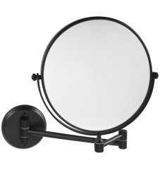 Sapho X-ROUND BLACK E kosmetické zrcátko závěsné, Ø 200mm, oboustranné, černá mat (XR010B)