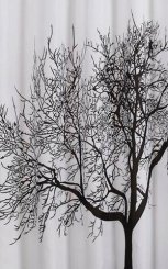 Aqualine polyester černá/bílá strom ZP008 180 x 200 cm, sprchový závěs