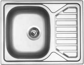 Sinks OKIO 650 V matný, nerezový dřez, se sítkem