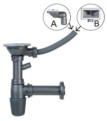 Novaservis Sifon pro dřez s přepadem, 89 mm, plast (NSP89)