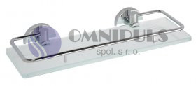 Sapho X-ROUND E skleněná polička s výklopnou hrazdou 300x130mm, mléčné sklo, chrom (XR607)