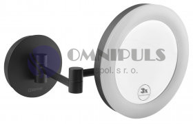 Sapho Kosmetické zrcátko s LED osvětlením, kulaté, černá mat (MW855)