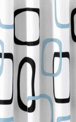 Sapho Sprchový závěs 180x200cm, polyester, bílá/černá/modrá (ZP004)
