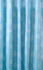 Sapho Sprchový závěs 180x200cm, polyester, modrá, mušle (ZP006)