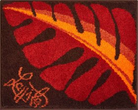 GRUND LEAF oranžová 50 x 60 cm, koupelnová předložka
