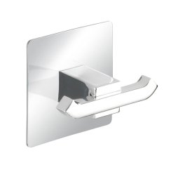 WENKO Nástěnný háček dvojitý BEZ VRTÁNÍ TurboLoc QUADRO kovově lesklý 7x7x4 cm