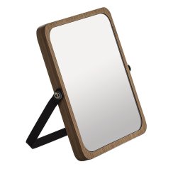 Sapho MIDORI kosmetické zrcátko na postavení, 162x185mm, oboustranné, černá/bambus (2106)