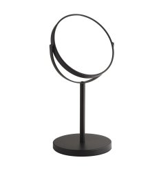 Gedy ANNA kosmetické zrcátko na postavení, Ø 163mm, oboustranné, černá mat (211214)
