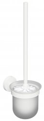 Sapho X-ROUND WHITE WC štětka závěsná, mléčné sklo, bílá mat (XR303W)