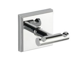 WENKO Nástěnný háček dvojitý BEZ VRTÁNÍ PowerLoc LACENO kovově lesklý 6x6x5 cm z23402100