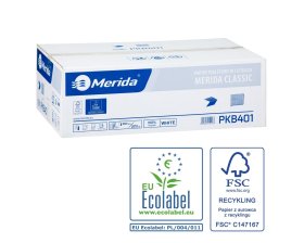 Merida PKB401 - Toaletní papír skládaný CLASSIC, bílý, jednovrstvý, karton/9000 ks, ECOLABEL
