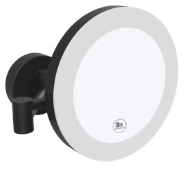 Sapho X-ROUND BLACK kosmetické zrcátko závěsné LED, Ø 200mm, černá mat (XR016B)