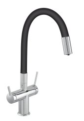 Novaservis Dřezová stojánková baterie Filtrata s elast. ram,černá-chrom (BFT41B)