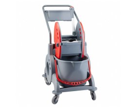 Merida HFV101 - Úklidový vozík dvoukbelíkový 2x15L + box 8l, červený ždímač mopu